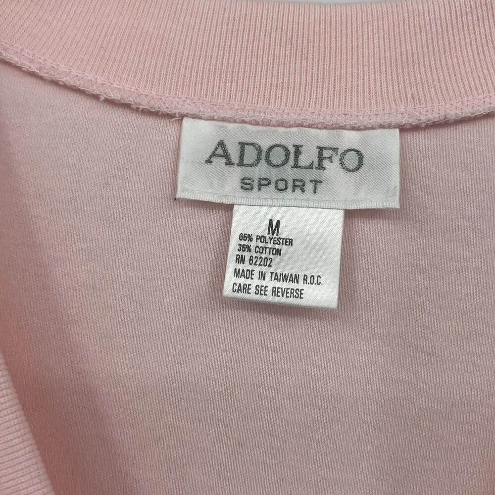 Vintage Adolfo Sport Pink Cotton‎ Blend Embroidered Golfer Novelty Vest Medium
